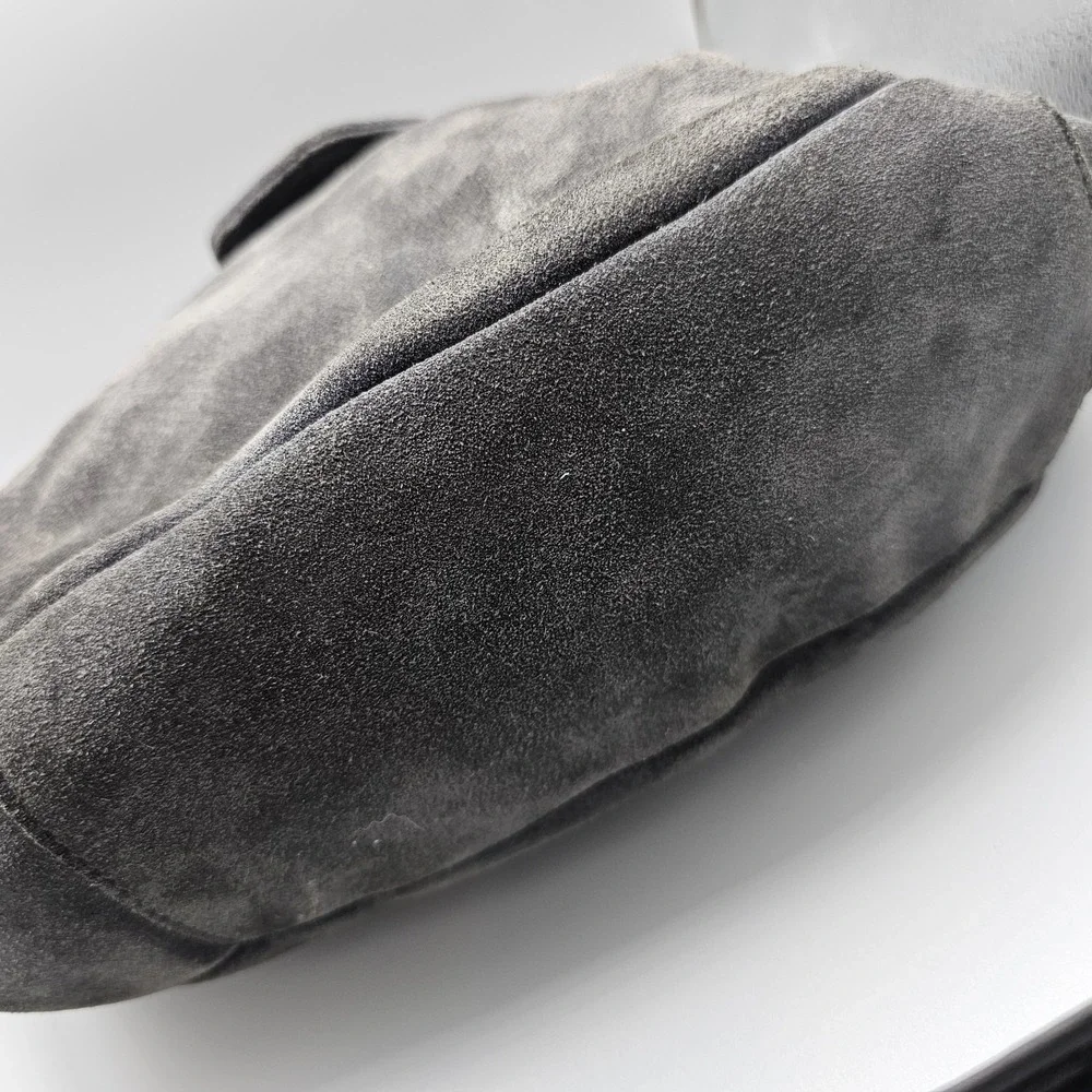 BCBG Generation Suede Large Hobo Bag Fume Gray Magnetic Snap - Picture 7 of 12